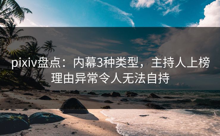 pixiv盘点：内幕3种类型，主持人上榜理由异常令人无法自持